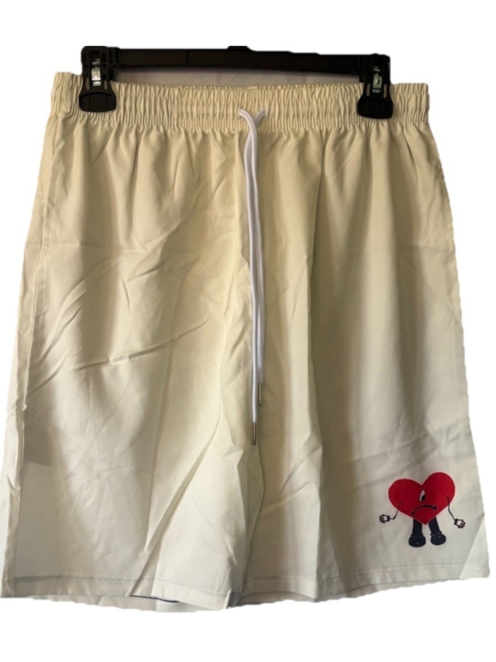 Bad Bunny World Hottest Tour Merch Shorts Cream Off White Sad Heart Men Medium